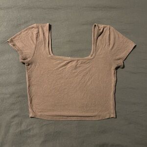 Women's Ribbed Square Neck Top - Brown